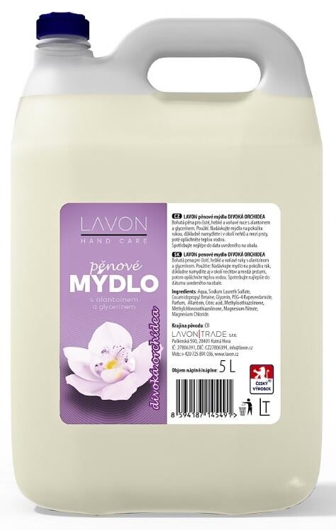 Pěnové mýdlo na dolévání - LAVON krémové mýdlo na ruce kašmír a orchidea 5l